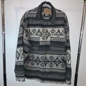 WOOLRICH southwestern wool blend zip up jacket Sz L Aztec vintage chore …